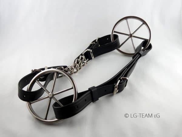 biothane lg-zaum schwarz mit kinnkette