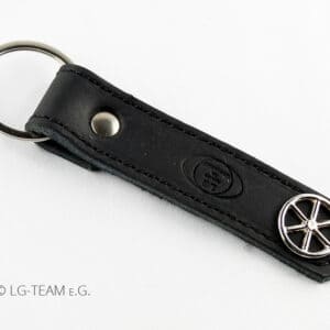 LG Schlüsselanhänger schwarz Leder Logo Glücksrad