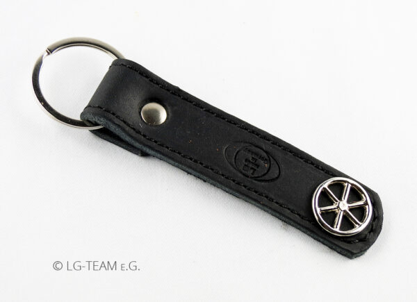 LG Schlüsselanhänger schwarz Leder Logo Glücksrad